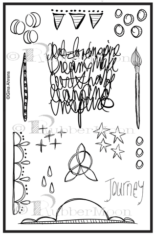 Paintbrush, Doodles, Journey Art Journal Stamp Set11 PL1140B