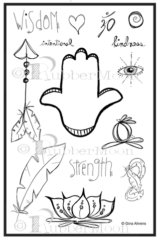 Wisdom, Strength, Kindness Art Journal Stamp Set PL138B