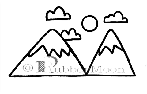 Kae Pea | KP7893 - Clouds Mountains and Sun- Rubber Art Stamp