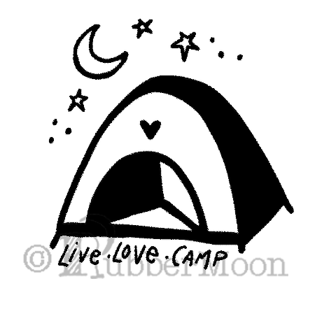 Kae Pea | KP7899G - Live Love Camp Tent- Rubber Art Stamp