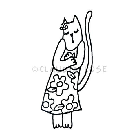 Claudia Rose | CR372D - Billie Jazz Kitty - Rubber Art Stamp