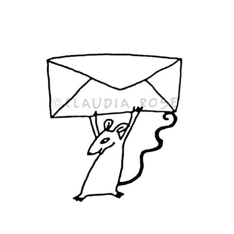 Claudia Rose | CR559D - Mouse Mail - Rubber Art Stamp