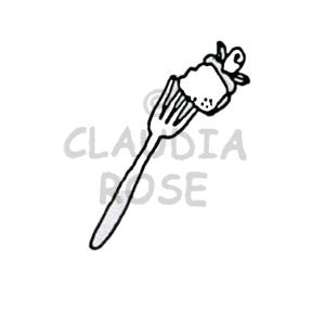 Cake on a Fork Rubber Art Stamp