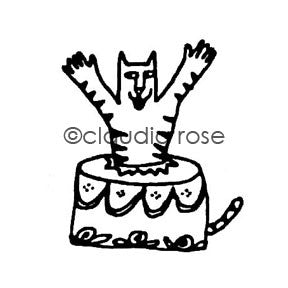 Claudia Rose | CR256E - Suprise Cat Cake - Rubber Art Stamp