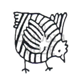 Striped Chicken Rubber Art Stamp