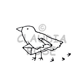 Bird w/Letter Rubber Art Stamp