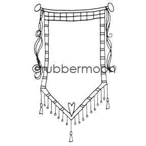 Effie Glitzfinger | EG5553G - Heart Banner - Rubber Art Stamp