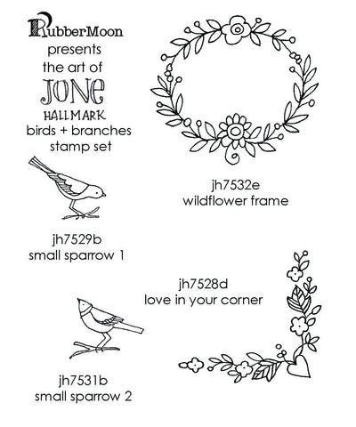 Jone Hallmark | JH04BB - Birds & Branches Stamp Set - Rubber Art Stamps