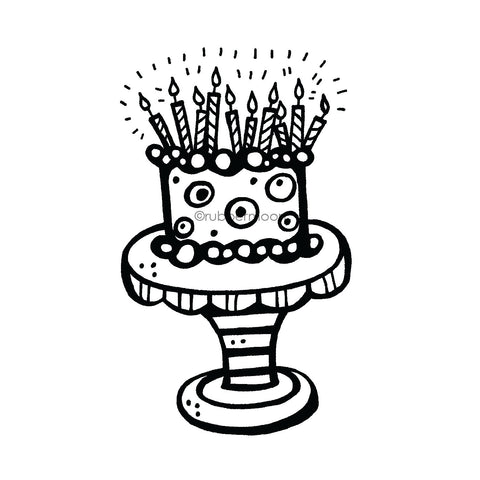 Kim Geiser | KG7420J - Birthday Cake - Rubber Art Stamp