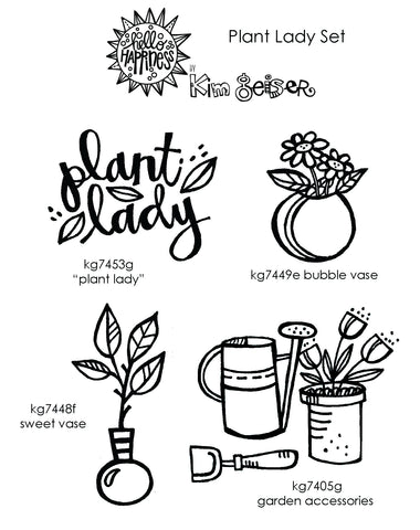 Kim Geiser | KGPL04 - Plant Lady Set - Rubber Art Stamps