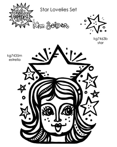Kim Geiser | KGSL02 - Star Lovelies Set - Rubber Art Stamps