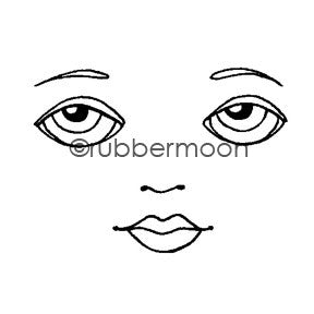 Kae Pea | KP5483F - Waning Moon Face (small) - Rubber Art Stamp