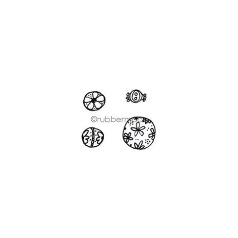 Kae Pea | KP7342G - Flower Beads Cube - Rubber Art Stamp