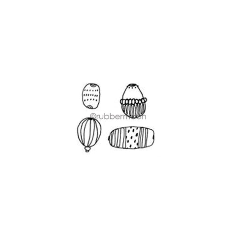 Kae Pea | KP7344G - Doodle Beads Cube - Rubber Art Stamp