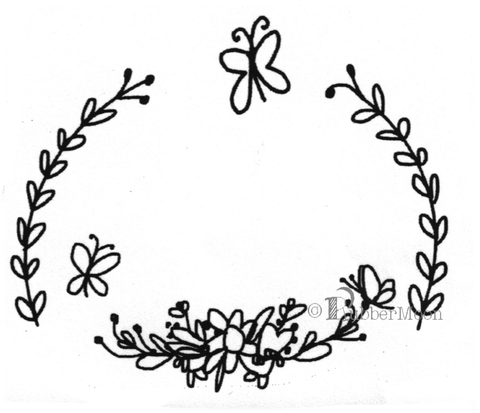 Kae Pea | KP7860J - Flowers and Butterflies - Rubber Art Stamp