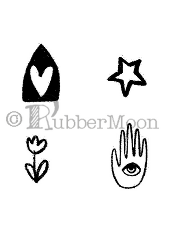 Kae Pea | KP7884 - mini heart Niche Cube - Rubber Art Stamp