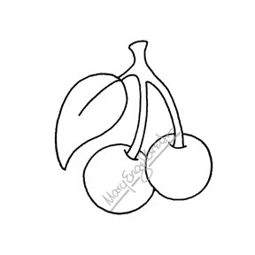 Mary Engelbreit | ME7673F - Mary's Cherries (Light) - Rubber Art Stamp