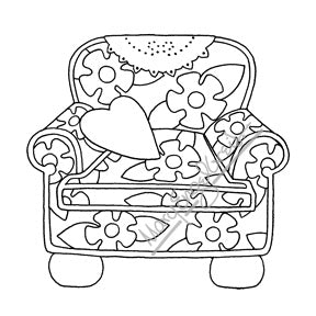 Mary Engelbreit | ME7697J - Cozy Chair - Rubber Art Stamp