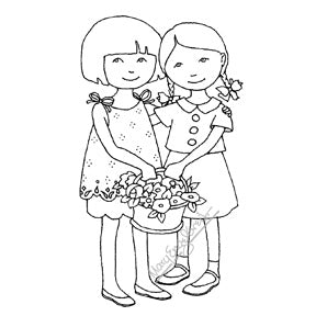 Mary Engelbreit | ME7709K - Friends Forever - Rubber Art Stamp