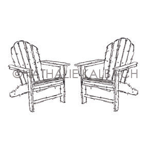 Nathalie Kalbach | NK7060G - Adirondack Chairs - Rubber Art Stamp