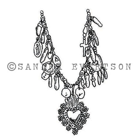 Sandra Evertson | SE6016E - Milagros Charms - Rubber Art Stamp