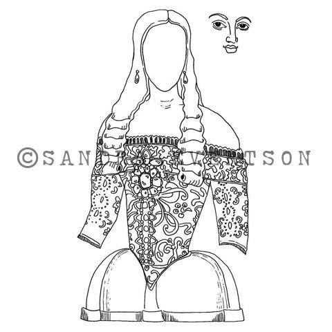 Sandra Evertson | SE6019M - Esperanza (Set w/ Face) - Rubber Art Stamp