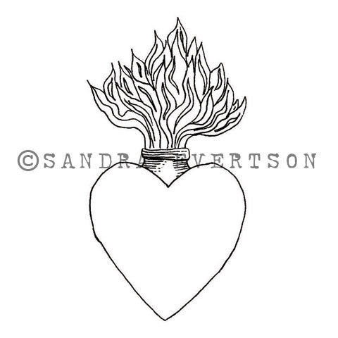 Sandra Evertson | SE6030G - Burning Heart - Rubber Art Stamp