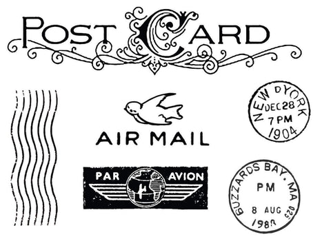 RubberMoon | Vintage Post | Rubber Stamps - Set of 6