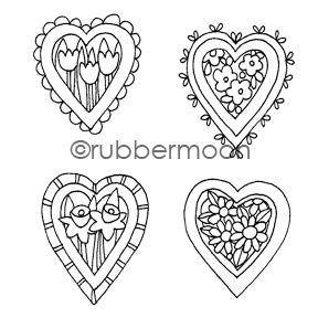 Jone Hallmark | JH7530H - Intricate Hearts Cube - Rubber Art Stamp