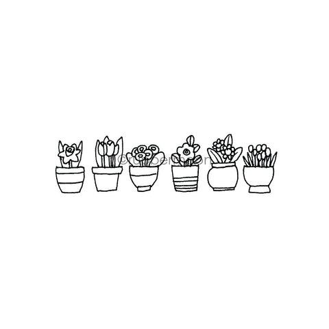 Jone Hallmark | JH7651G - Potted Plants Border - Rubber Art Stamp