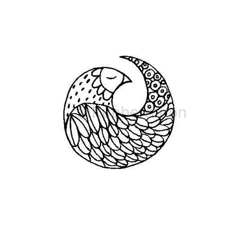 Kae Pea | KP5199E - Fine Feathered Friends (Right Facing) - Rubber Art Stamp