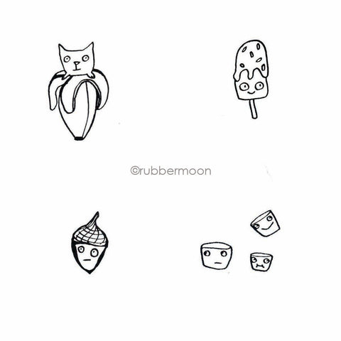 Sunny Carvalho | SC7778H - Sunny's Fun Foods Cube - Rubber Art Stamp