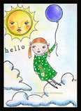 Kae Pea | KP5003H - Beautiful Balloon Girl - Rubber Art Stamp