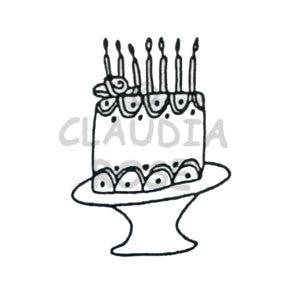 Cake on a Plate Rubber Art Stamp