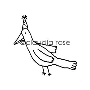 Claudia Rose | CR266D - Birthday Bird - Rubber Art Stamp