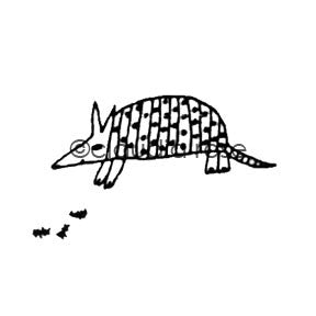 Claudia Rose | CR3503F - Tex the Armadillo (w/ End-Mount Insects) - Rubber Art Stamp