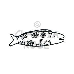Floral Fish Rubber Art Stamp