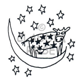 Moon Cow  Rubber Art Stamp