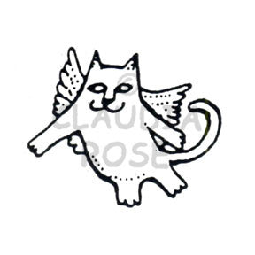 Angel Cat Rubber Art Stamp