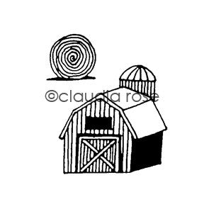Claudia Rose | CR582G - Barn w/ Hay Bale End Mount - Rubber Art Stamp