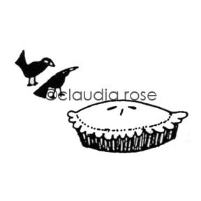 Claudia Rose | CR585F - Pie w/ Blackbirds End Mount - Rubber Art Stamp