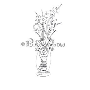 Effie Glitzfinger | EG109DG - Sunny Flowers Vase - Digi Stamp