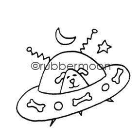Effie Glitzfinger | EG5557D - Doggy Spaceship - Rubber Art Stamp