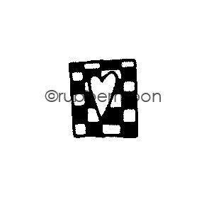 Effie Glitzfinger | EG5562AA - Small Checkerboard w/ Tiny Heart - Rubber Art Stamp