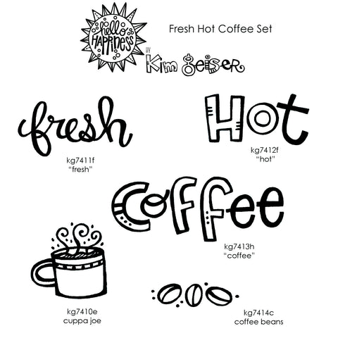 Kim Geiser | KGFHC05 - Fresh Hot Coffee Set - Rubber Art Stamps