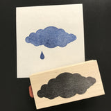 Kae Pea | KP5587H - Celestial Solid Cloud with Raindrop End Mount - Rubber Art Stamp