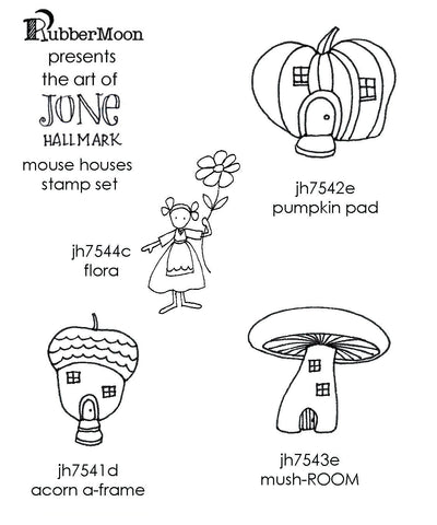 Jone Hallmark | JH04MH - Mouse Houses Stamp Set - Rubber Art Stamps