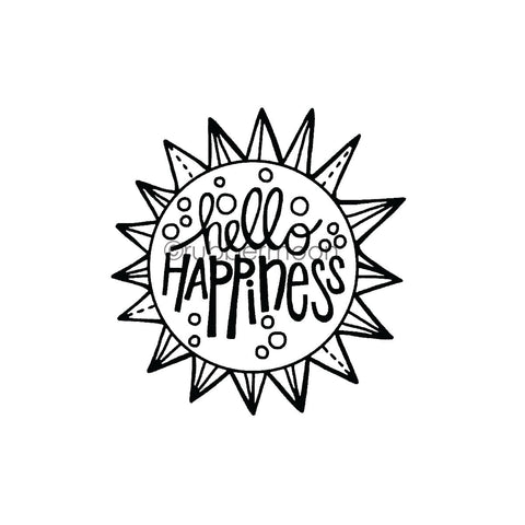 Kim Geiser | KG7464G - Hello Happiness - Rubber Art Stamp