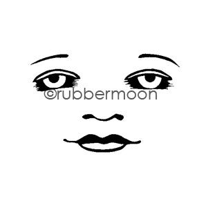 Kae Pea | KP5481F - Waxing Moon Face (small) - Rubber Art Stamp