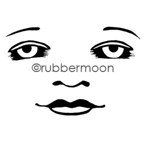 Kae Pea | KP5482I - Waxing Moon Face (large) - Rubber Art Stamp